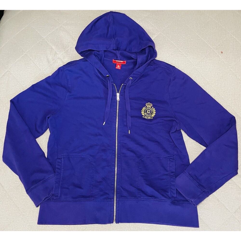 Vintage Chaps Denim Size XL purple full zip jersey hoodie sweatshirt